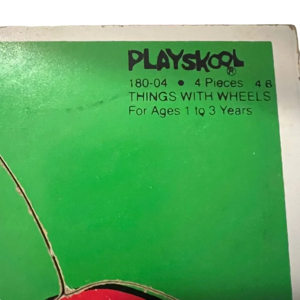 Vintage Playskool Things With Wheels Tray‎ Puzzle 4 Piece 1982 180-04 Ages 1-3